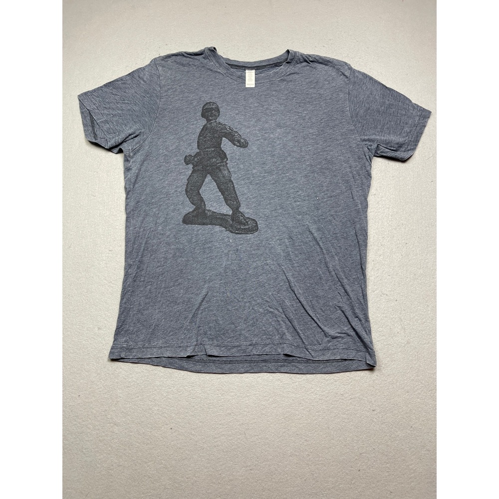 American Apparel T Shirt Cotton Poly Heather Blue Toy Soldier Graphic L Mens